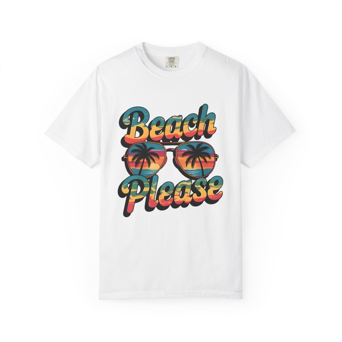 Beach Please T-Shirt — Retro Palm Sunglasses Summer Tee