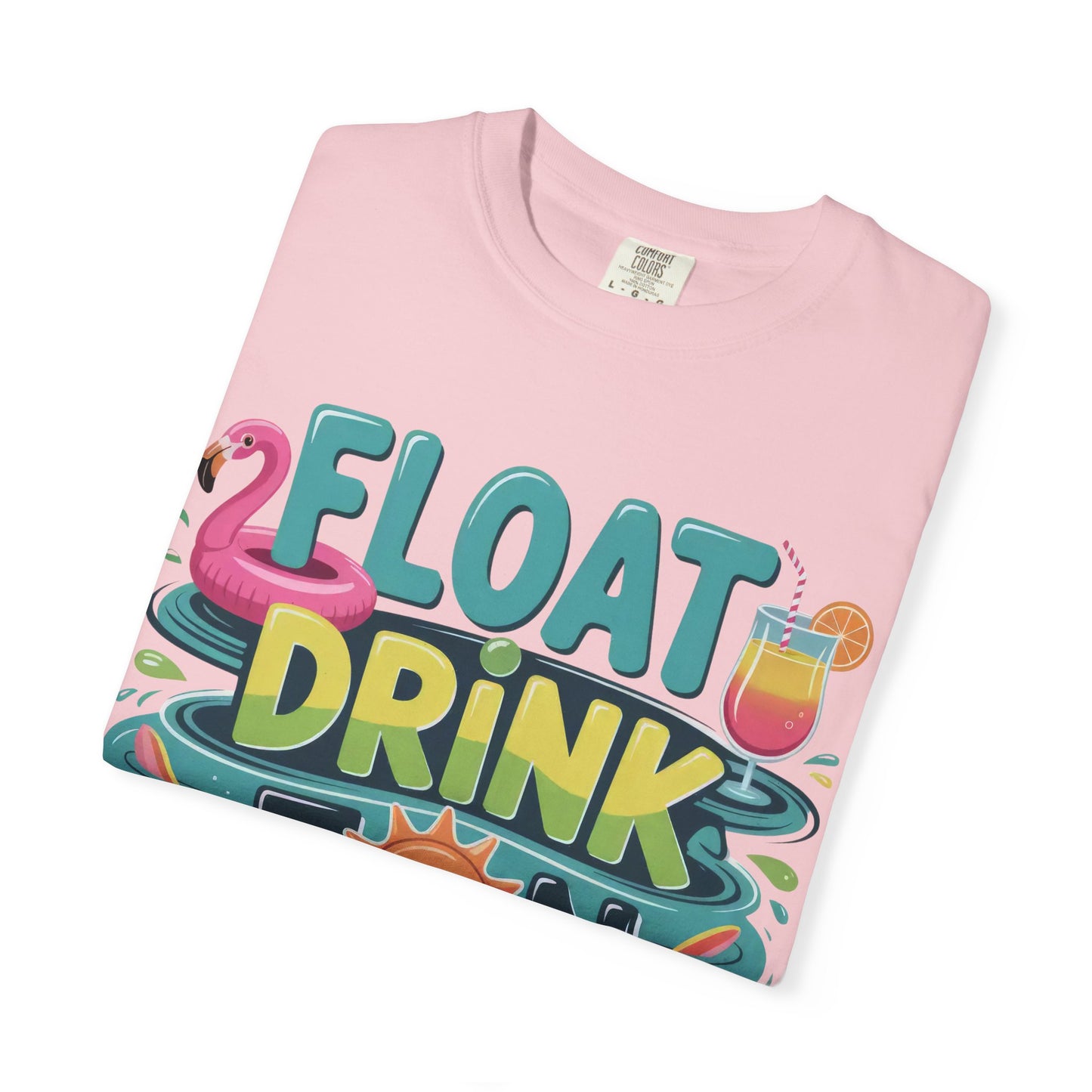 Float Drink Tan Repeat T-Shirt — Summer Pool Party Graphic Tee