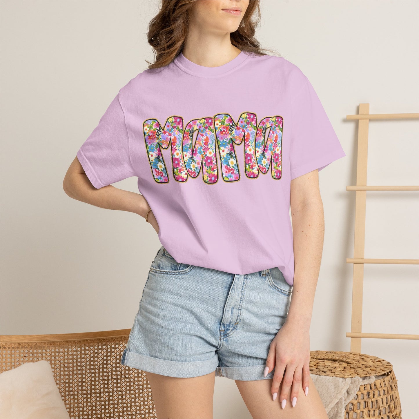 Mama Floral T-Shirt — Colorful Retro Bubble Letters Mother’s Day Tee