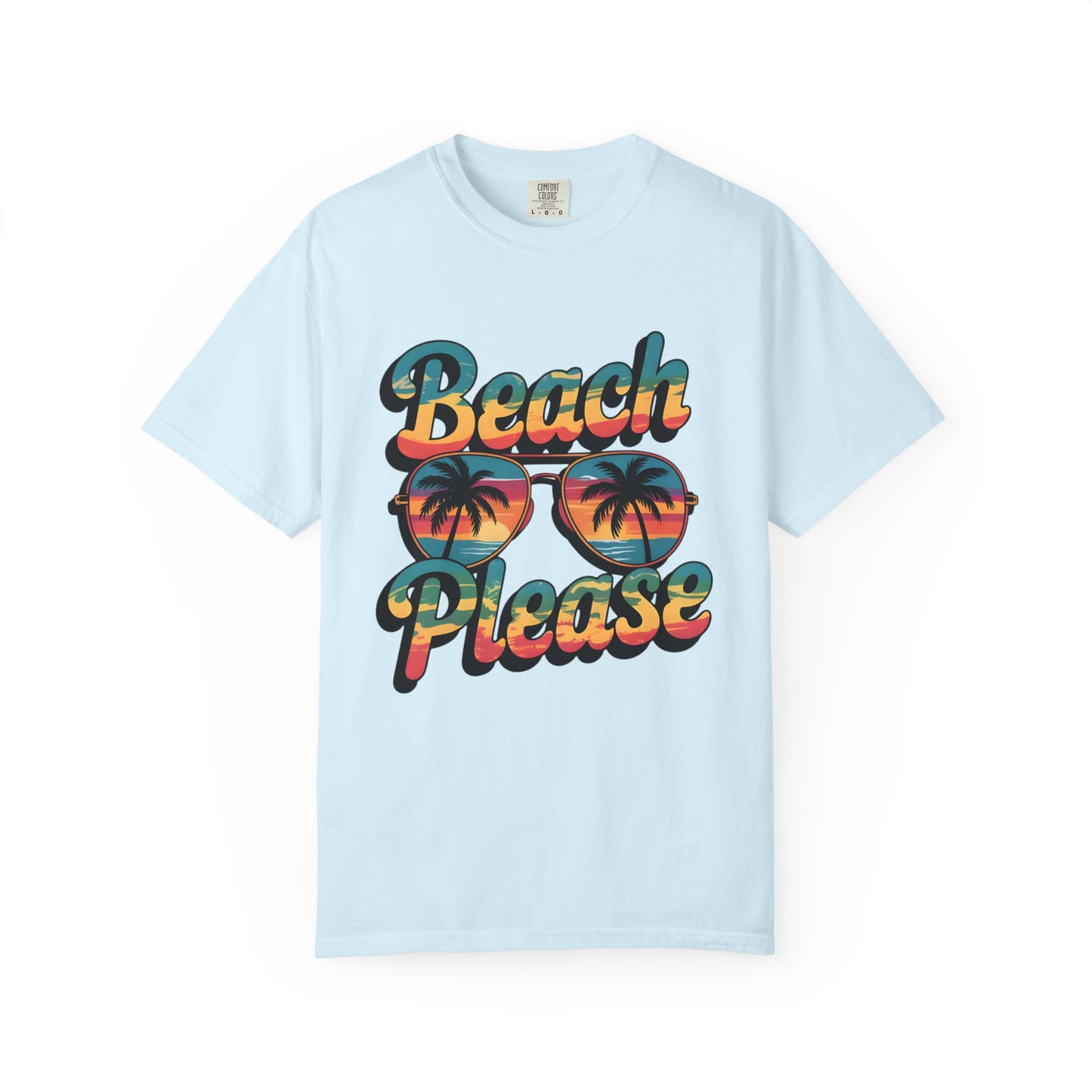 Beach Please T-Shirt — Retro Palm Sunglasses Summer Tee