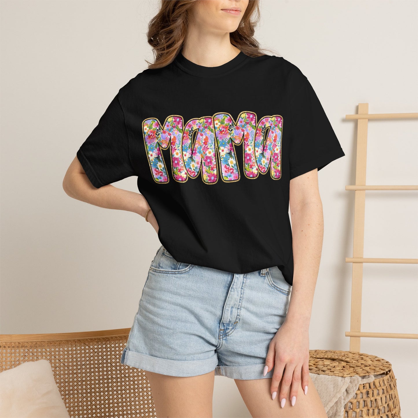 Mama Floral T-Shirt — Colorful Retro Bubble Letters Mother’s Day Tee