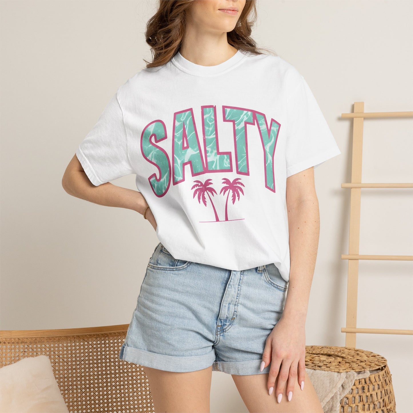 Salty Palm Beach T-Shirt — Retro Tropical Graphic Tee