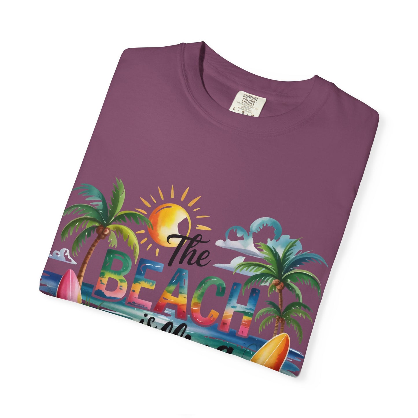 Beach T-Shirt — "The Beach Is Calling" Tropical Surf Graphic Tee