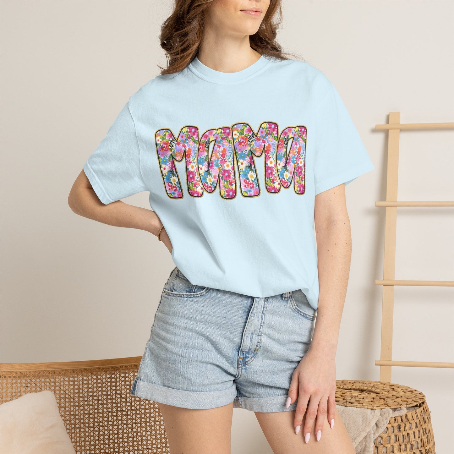 Mama Floral T-Shirt — Colorful Retro Bubble Letters Mother’s Day Tee
