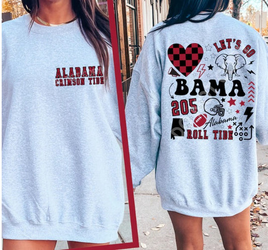 Alabama Roll Tide Retro Front and Back Print BAMA