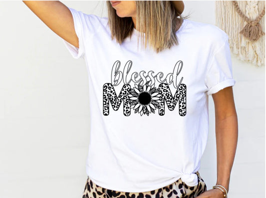 Blessed Mom Sunflower Cheetah Print