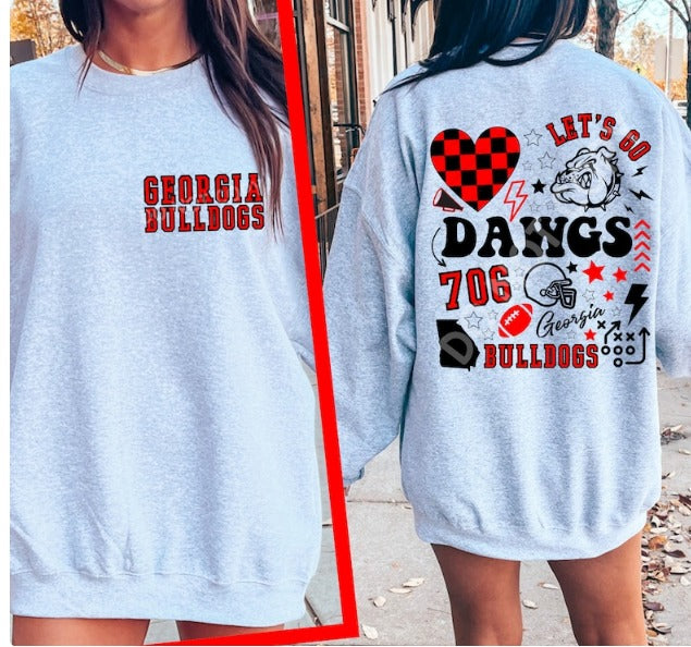 Georgia Bulldogs Retro Front and Back Print Go DAWGS