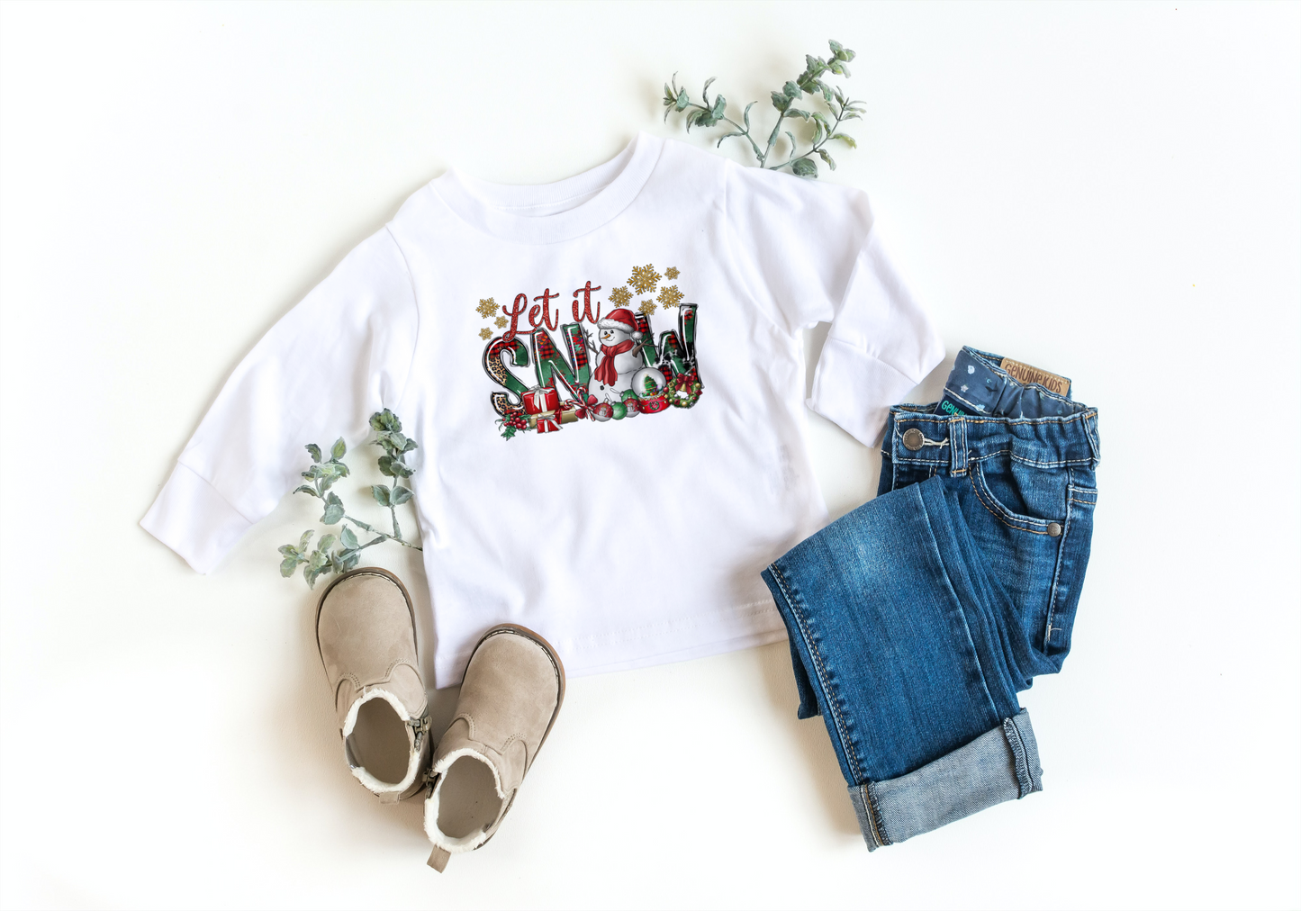 Let it Snow Kids Christmas Print with Snowman