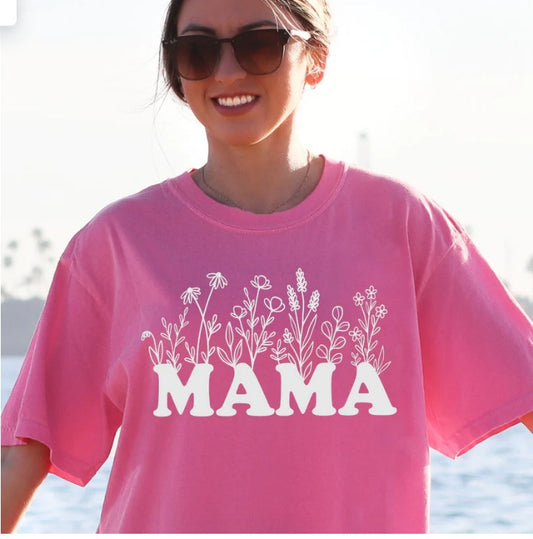 Mama Floral White Print