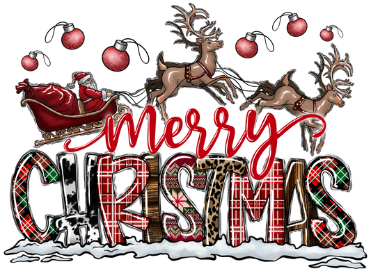 Merry Christmas with Santa and Reindeer