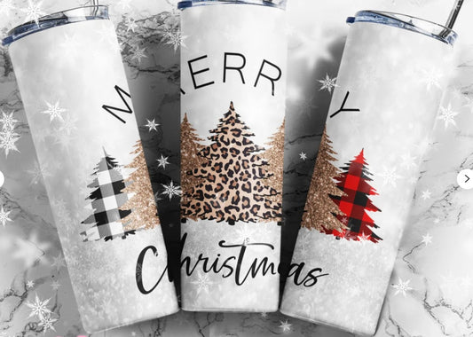 Merry Christmas Trees White Background 20 oz. Tumbler