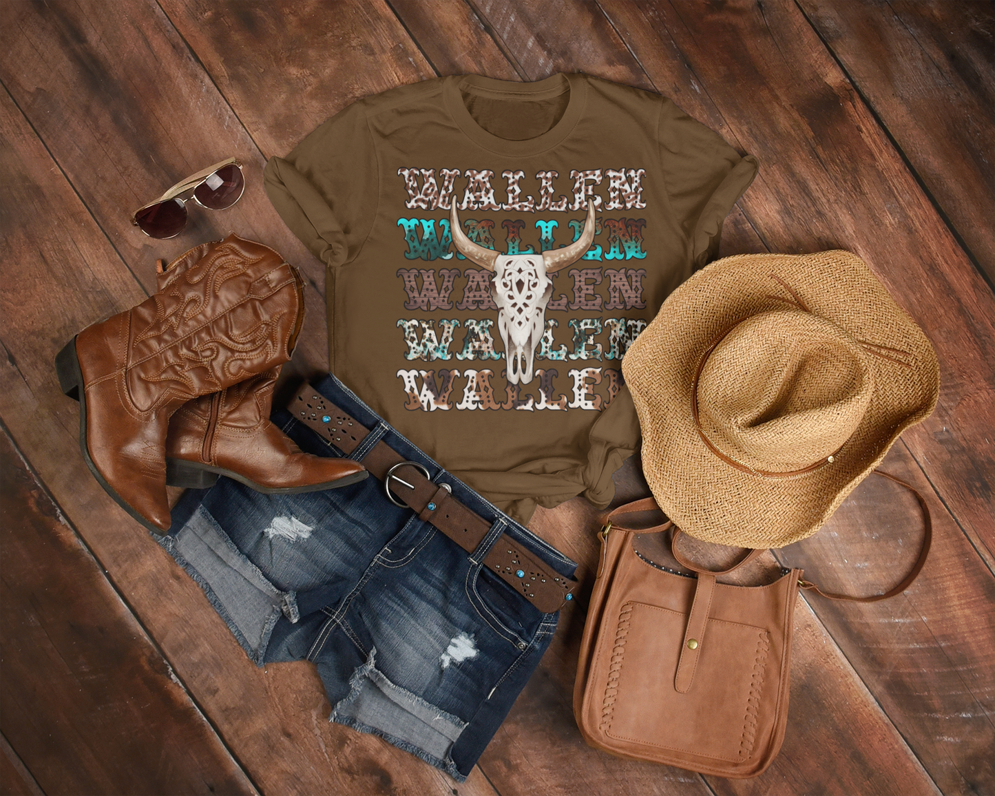 Stacked Western Bull Print Shirt