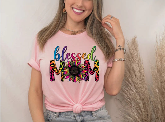 Blessed Mom Cheetah Flourescent Print