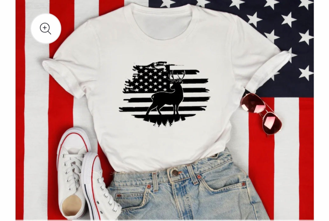 American Flag with Deer Shirt