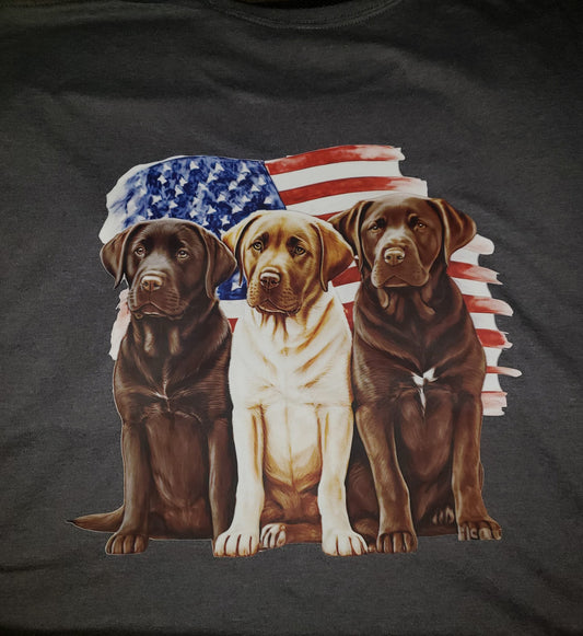 Lab with American Flag