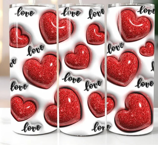 Valentine's 3D Love Hearts Tumbler