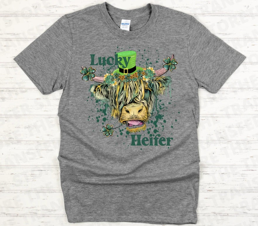 Lucky Heifer with Highland Cow St. Patrick's Day