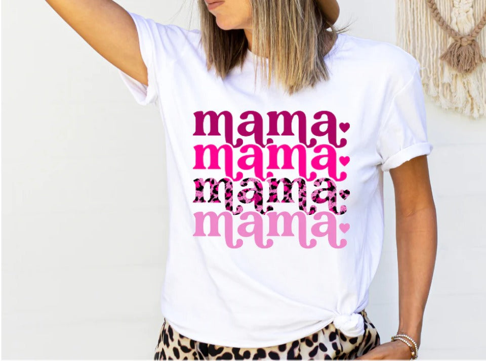 Mama Pink Stacked with Cheetah Print