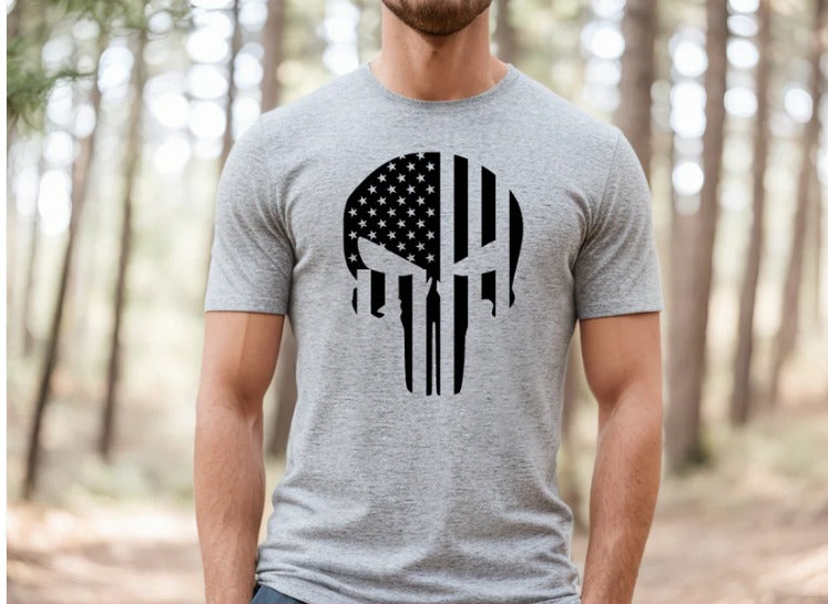 Skull American Flag Print