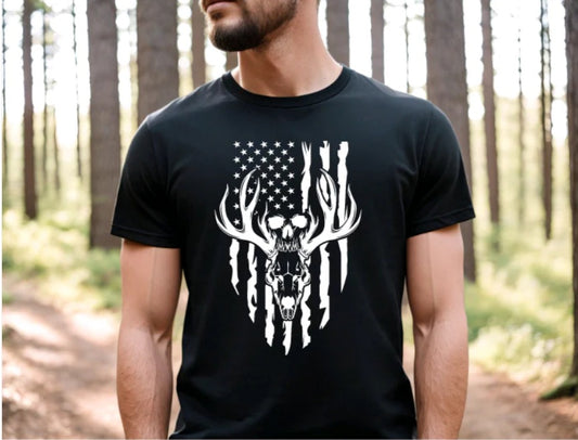 American Flag Skull Distressed Shirt