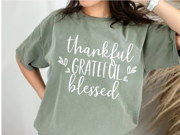 Thankful Grateful Blessed White Print