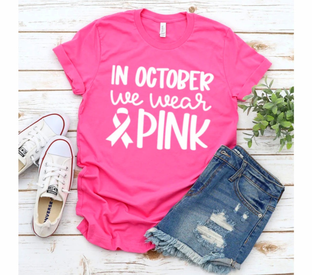 In October We Wear Pink White Print