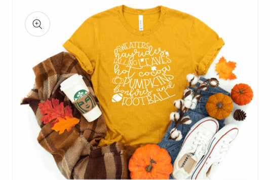 Sweaters Hayrides Falling Leaves Hot Cocoa Pumpkins Bonfires and Football