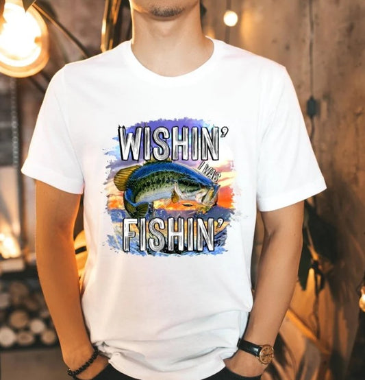 Wishing I was Fishing Colorful Print