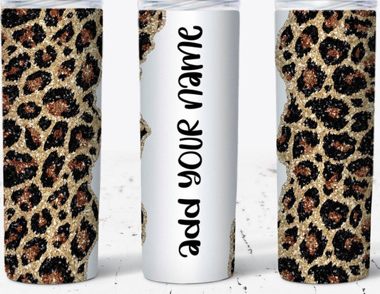 Cheetah print with Name 20 oz. Tumbler