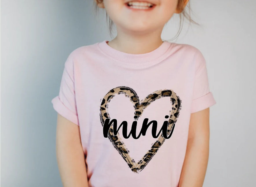 Mini with a Leopard Heart Kids Shirt