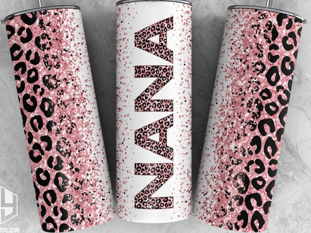 Nana 20 oz. Tumbler (Pink Cheetah Glitter)