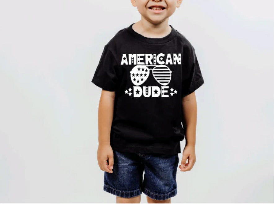 American Dude with Sunglasses Kids Shirt